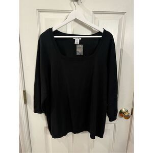 JG Hook Black Short Sleeve Square Neck Classic Sweater sz 3X NWT